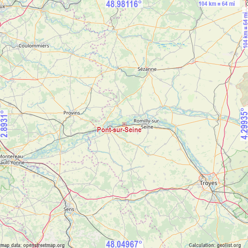 Pont-sur-Seine on map