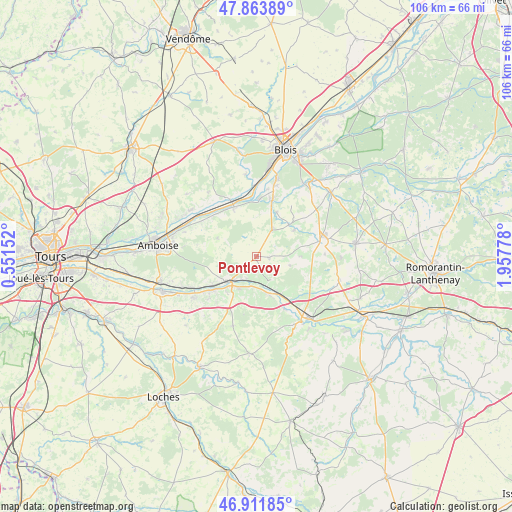 Pontlevoy on map