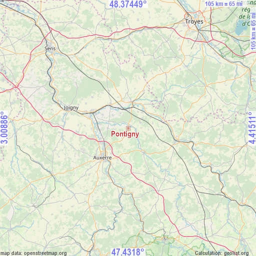 Pontigny on map