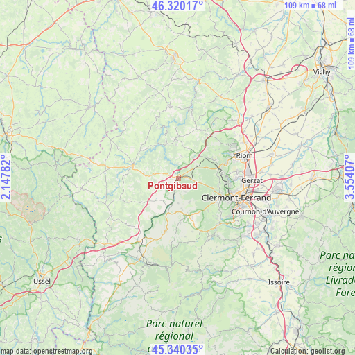 Pontgibaud on map