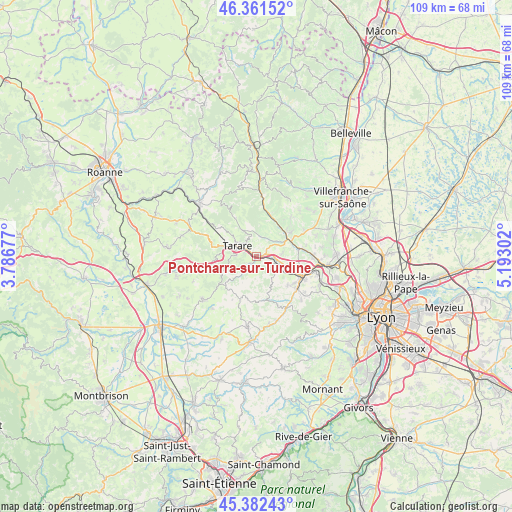 Pontcharra-sur-Turdine on map