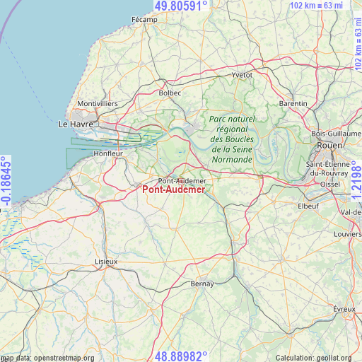 Pont-Audemer on map