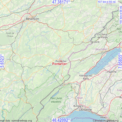 Pontarlier on map