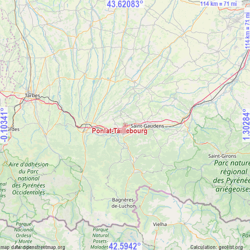 Ponlat-Taillebourg on map