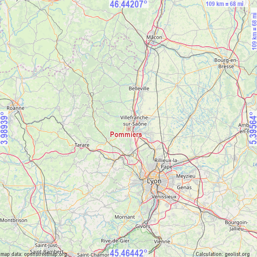 Pommiers on map