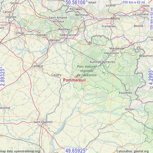 Pommereuil on map