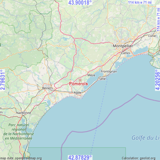 Pomérols on map