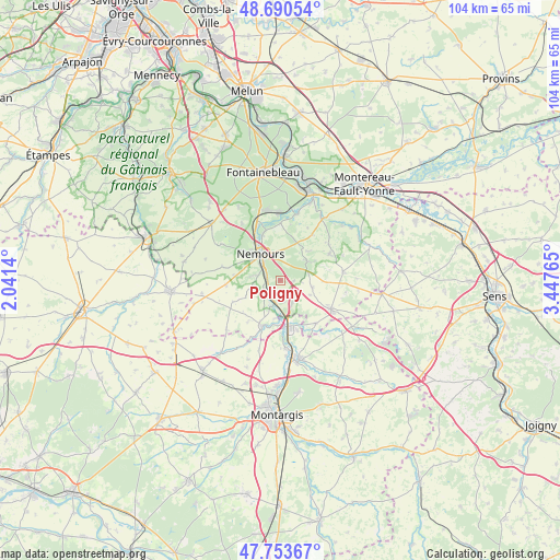 Poligny on map