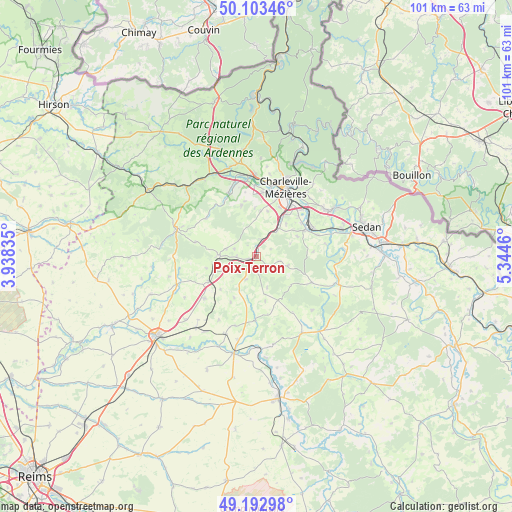 Poix-Terron on map