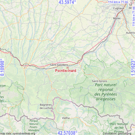 Pointis-Inard on map