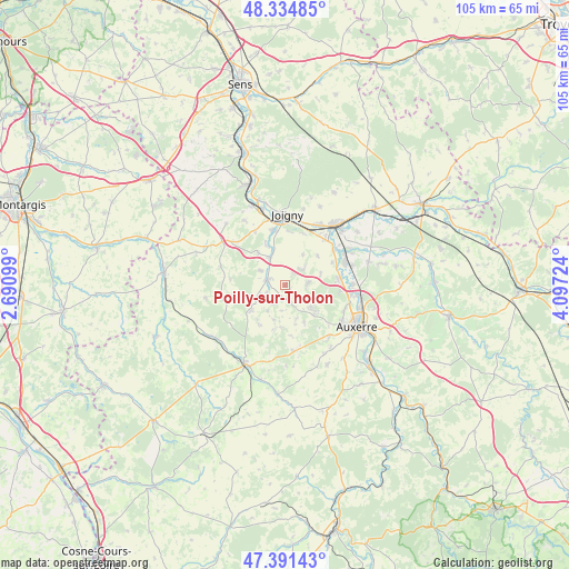 Poilly-sur-Tholon on map