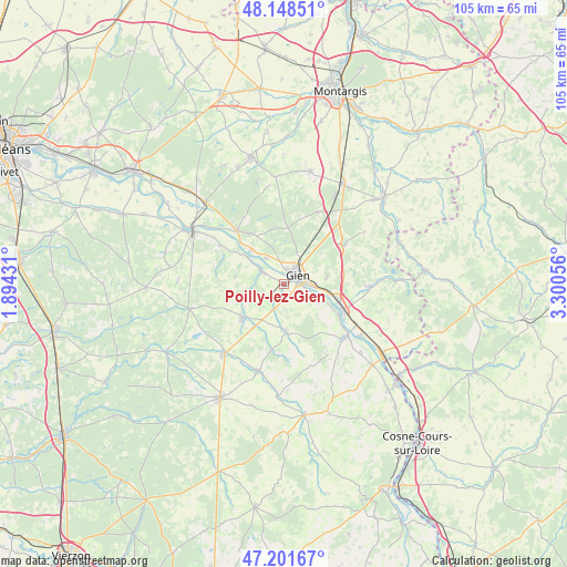 Poilly-lez-Gien on map