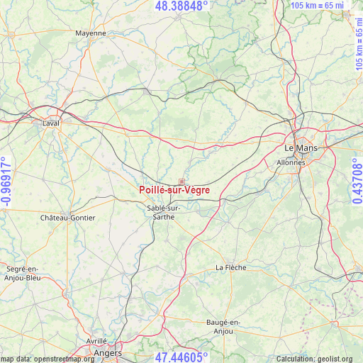 Poillé-sur-Vègre on map