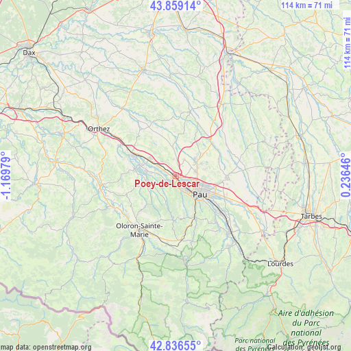 Poey-de-Lescar on map