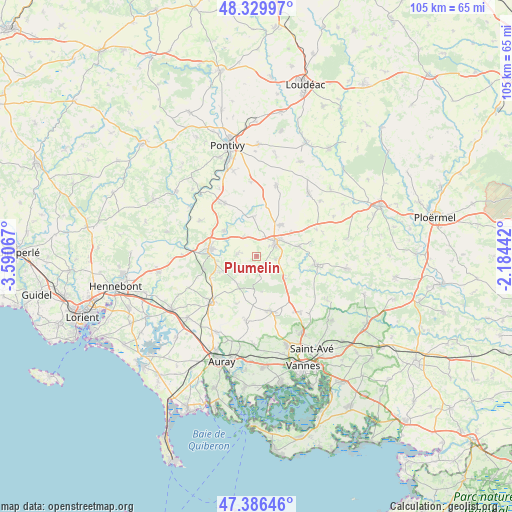 Plumelin on map