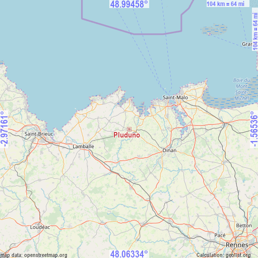 Pluduno on map