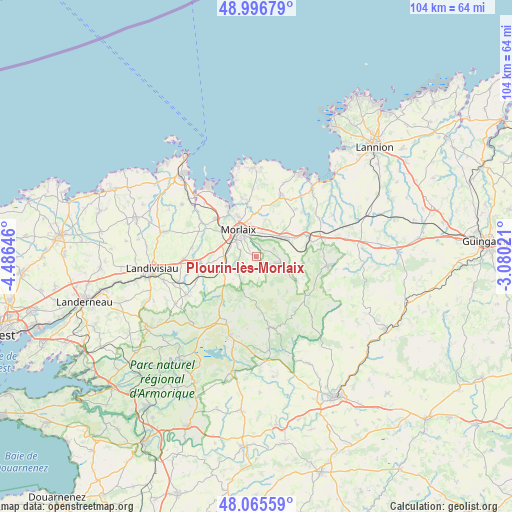 Plourin-lès-Morlaix on map