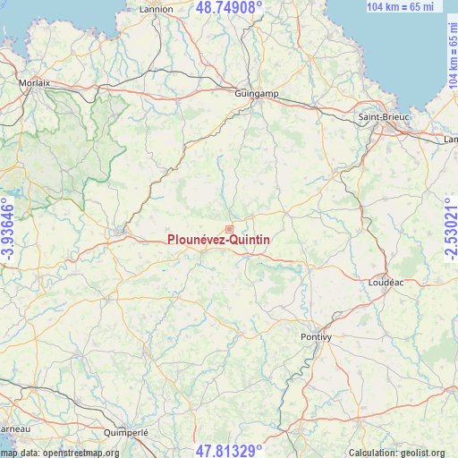 Plounévez-Quintin on map