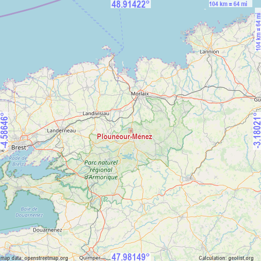 Plounéour-Ménez on map