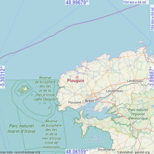 Plouguin on map