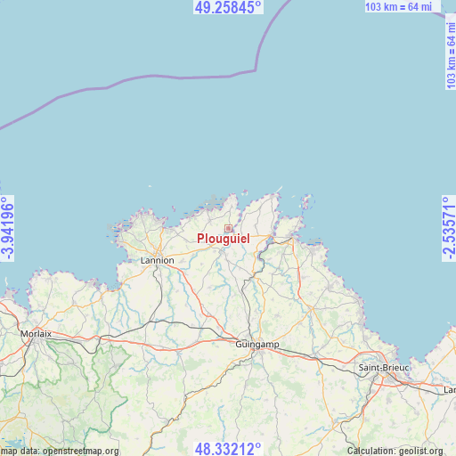 Plouguiel on map