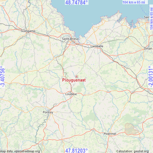 Plouguenast on map