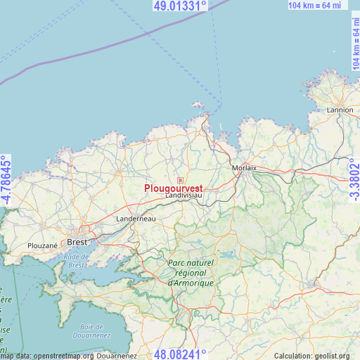 Plougourvest on map