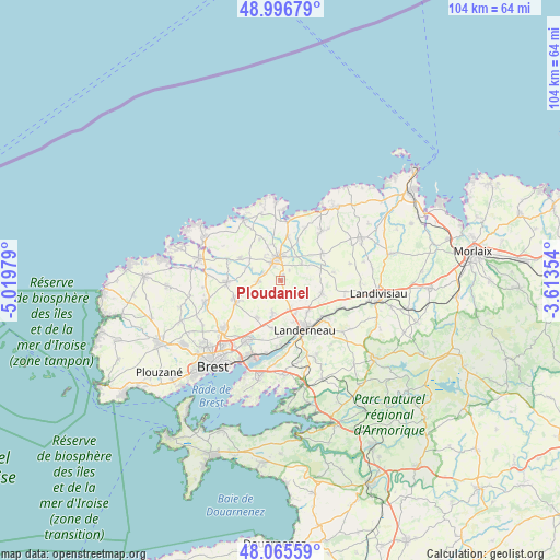 Ploudaniel on map