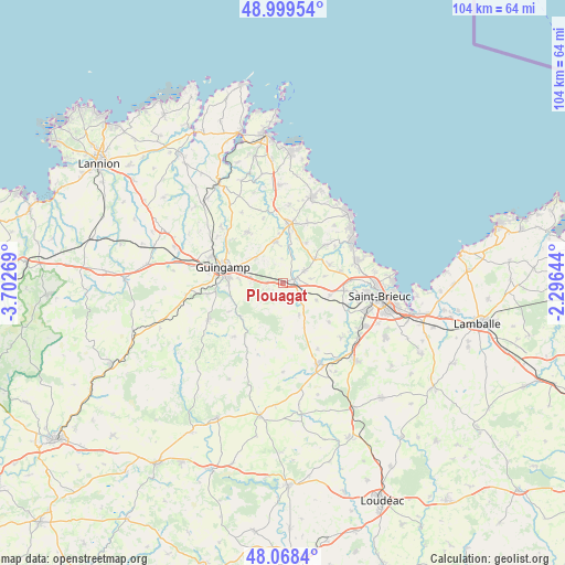 Plouagat on map