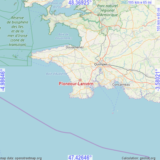 Plonéour-Lanvern on map