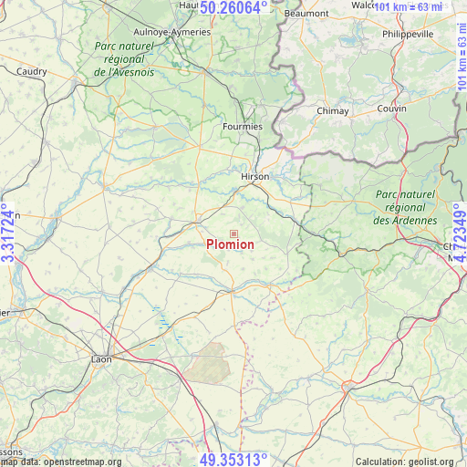 Plomion on map