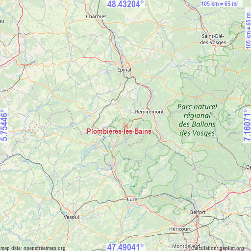 Plombières-les-Bains on map