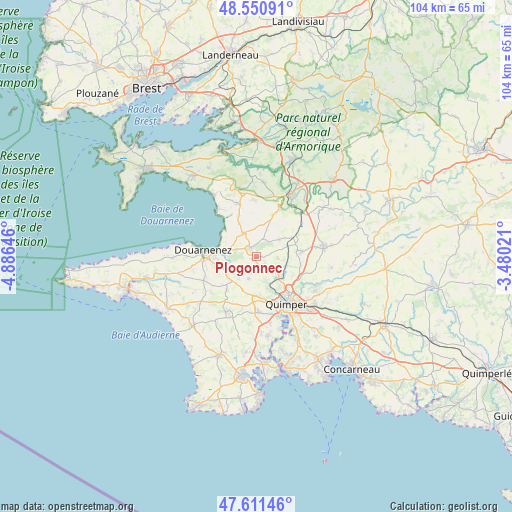 Plogonnec on map