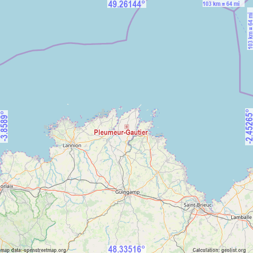 Pleumeur-Gautier on map