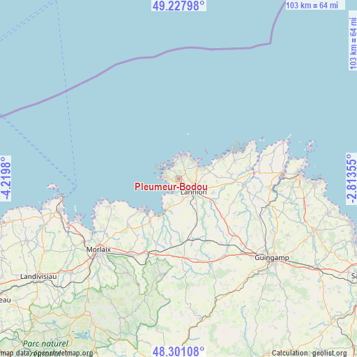 Pleumeur-Bodou on map