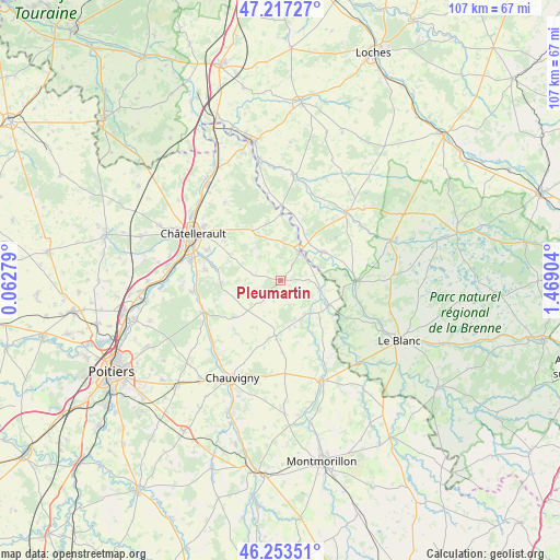 Pleumartin on map