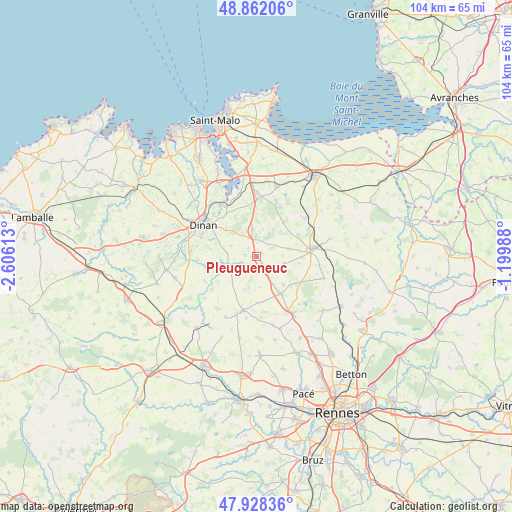 Pleugueneuc on map