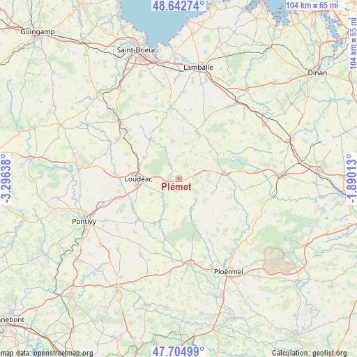 Plémet on map