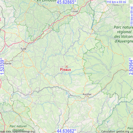 Pleaux on map