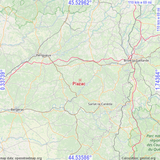 Plazac on map