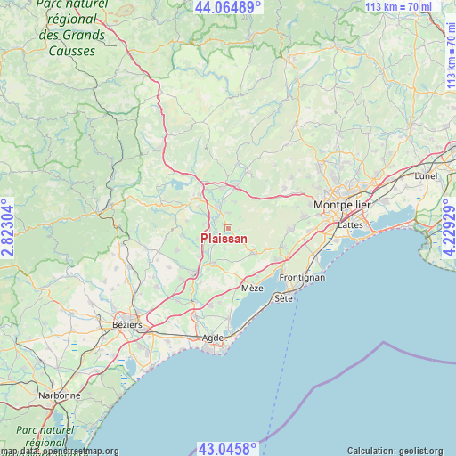 Plaissan on map