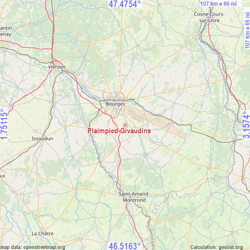 Plaimpied-Givaudins on map