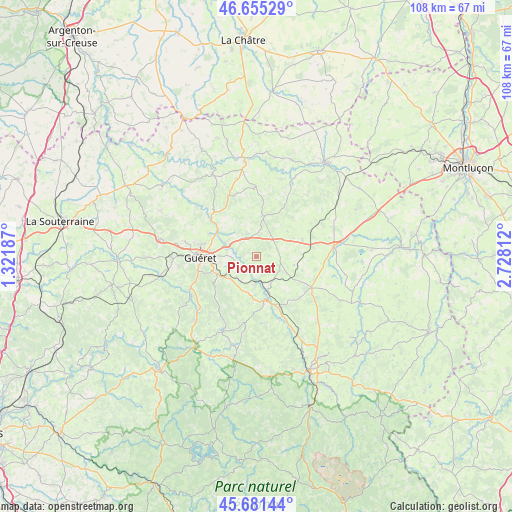 Pionnat on map