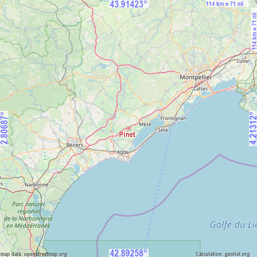 Pinet on map