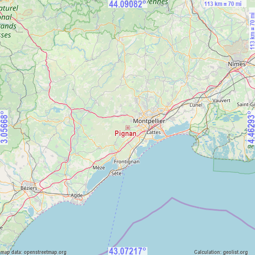 Pignan on map