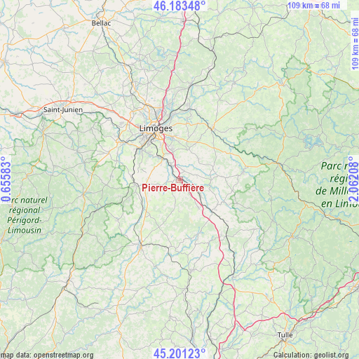 Pierre-Buffière on map