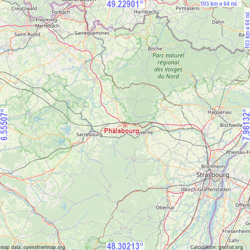 Phalsbourg on map