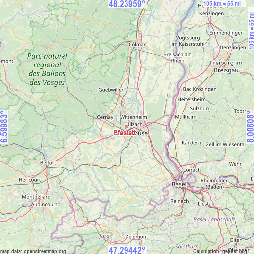 Pfastatt on map