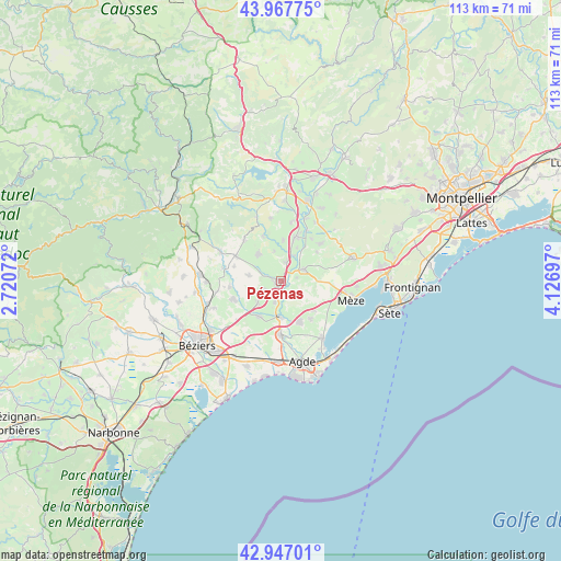 Pézenas on map