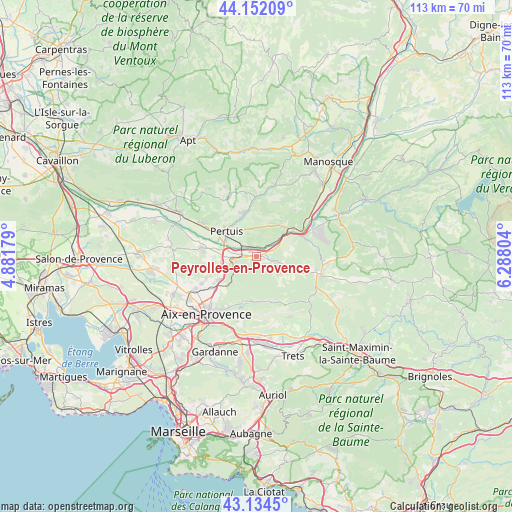 Peyrolles-en-Provence on map